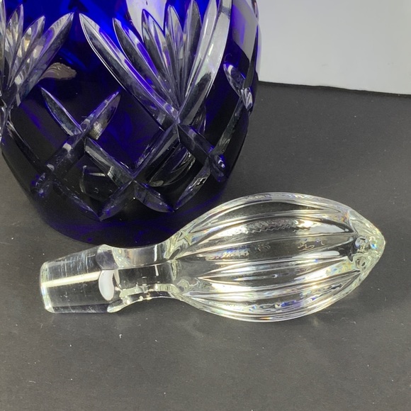 Dresden Crystal Bleikristall Blue Wine Decanter Cut to Clear Germany 14 in #BA85 - Picture 6 of 10